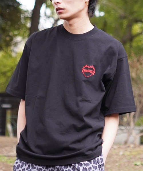 THRASHER(スラッシャー)の「【ZOZOTOWN限定】THRASHER/スラッシャー 半袖Tシャツ ルーズシルエット 刺繍デザイン THM-24SPSST08(Tシャツ/カットソー・メンズ・ブラック×ブルー/ホワイト×レッド/ブラック×レッド/ホワイト×イエロー・M/L/XL)」の1枚目の写真