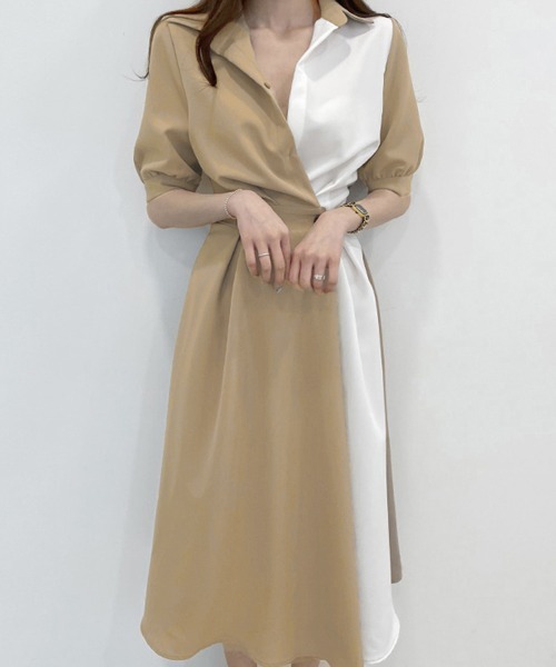 Miniministore(ミニミニストア)の「シャツワンピース ロング レディース韓国(シャツワンピース・レディース・ダークベージュ/ネイビー・S/L/M)」の1枚目の写真