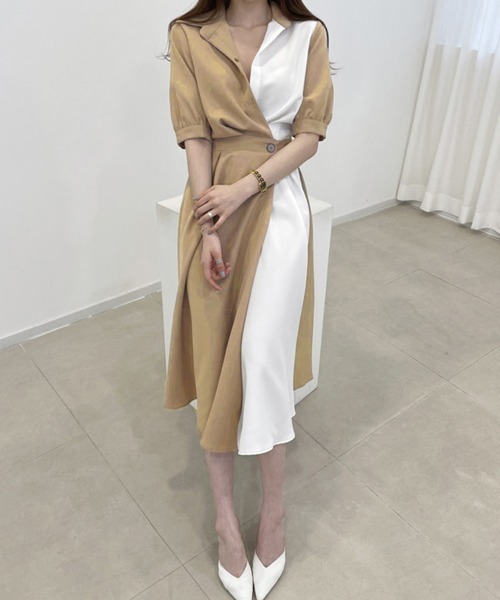 Miniministore(ミニミニストア)の「シャツワンピース ロング レディース韓国(シャツワンピース・レディース・ダークベージュ/ネイビー・S/L/M)」の5枚目の写真