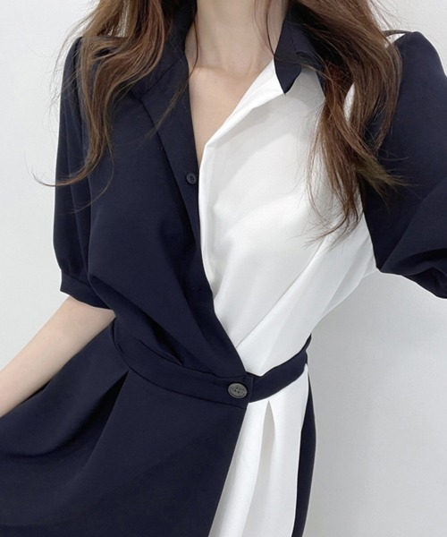 Miniministore(ミニミニストア)の「シャツワンピース ロング レディース韓国(シャツワンピース・レディース・ダークベージュ/ネイビー・S/L/M)」の9枚目の写真