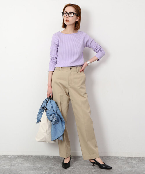 SLOBE IENA(スローブイエナ)の「トタンテレコボートネックプルオーバー(Tシャツ/カットソー・レディース・ネイビー/ベージュ/ラベンダー・FREE)」の18枚目の写真