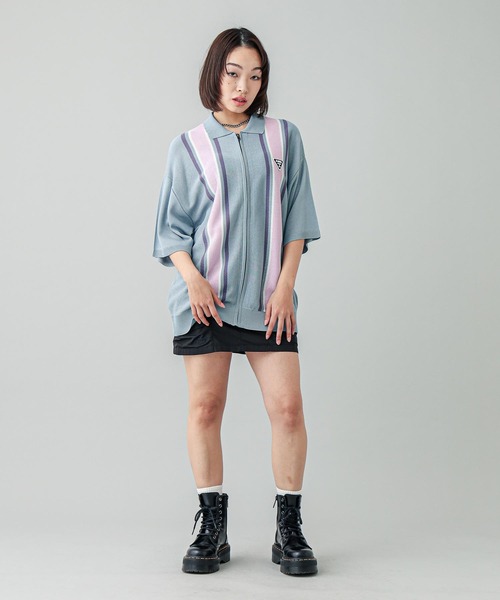 ガール　ホロ X-girl（エックスガール）の「ZIP UP KNIT POLO（ポロシャツ
