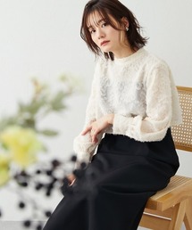 Neina | 【結婚式・パーティードレス】カットジャガード切替ワンピースドレス 大きいサイズ有 〔Neina〕(ドレス)