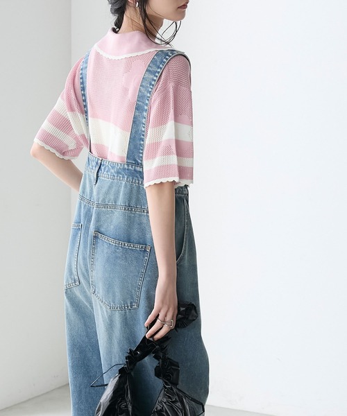 forksy.(フォルクシー)の「【forksy.】フラワーボーダーオープンカラー半袖ニットプルオーバー(ニット/セーター・レディース・ピンク/ネイビー/アイボリー・FREE)」の15枚目の写真