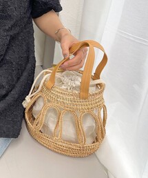 【TARANGO/タランゴ】レザーハンドルパームカゴバッグ