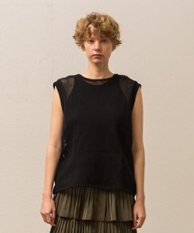 Allumer アリュメール レディース Ｔシャツ カットソー 半袖 ルーズ ニット シースルー ガゼット 16ゲージ amr8245701 Allumer｜アリュメール（レディース）のTシャツ/カットソー