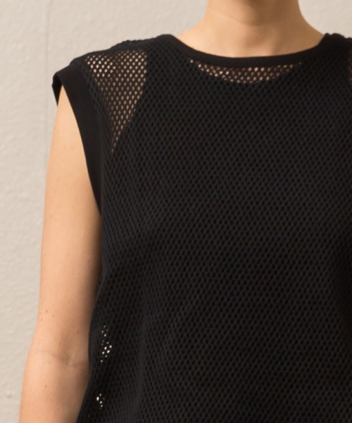 tシャツ メッシュノースリーブプルオーバー レディース AZUL BY MOUSSY タンクトップ ノースリーブ メッシュコンビニ