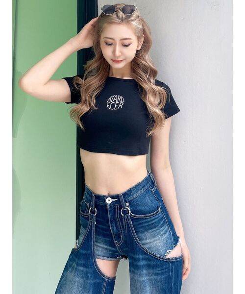 GYDA（ジェイダ）の「ATARDECERショートTシャツ（Tシャツ/カットソー・レディース・オフホワイト/ブラック・FREE）」の4枚目の写真