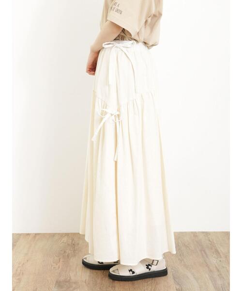 Samansa Mos2(サマンサ モスモス)の「配色左脇リボンスカート(スカート・レディース・キナリ/ベージュ系その他/ブルー・F)」の2枚目の写真