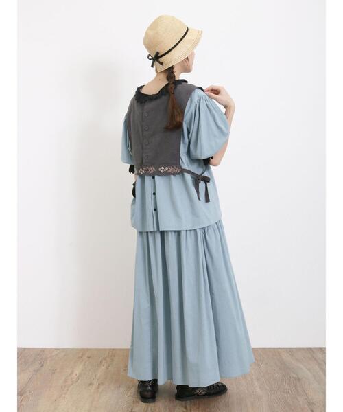 Samansa Mos2(サマンサ モスモス)の「配色左脇リボンスカート(スカート・レディース・キナリ/ベージュ系その他/ブルー・F)」の8枚目の写真