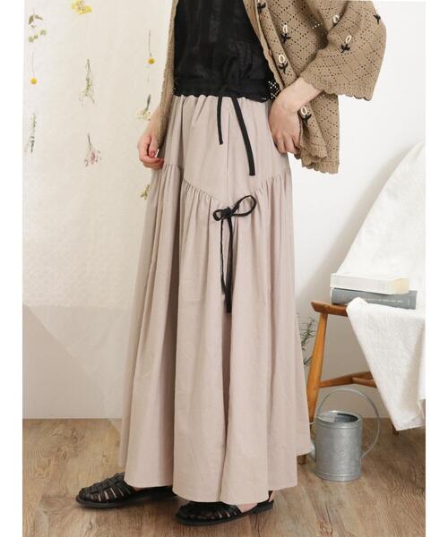 Samansa Mos2(サマンサ モスモス)の「配色左脇リボンスカート(スカート・レディース・キナリ/ベージュ系その他/ブルー・F)」の10枚目の写真