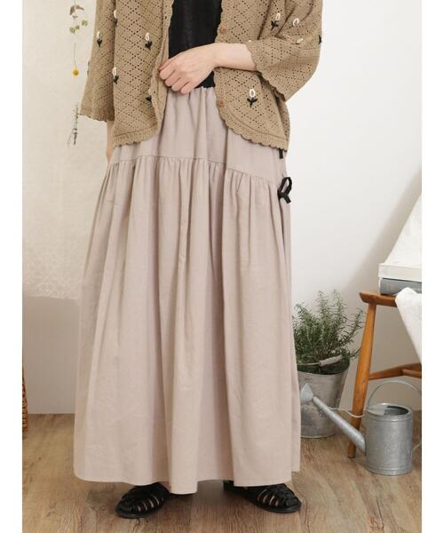 Samansa Mos2(サマンサ モスモス)の「配色左脇リボンスカート(スカート・レディース・キナリ/ベージュ系その他/ブルー・F)」の12枚目の写真