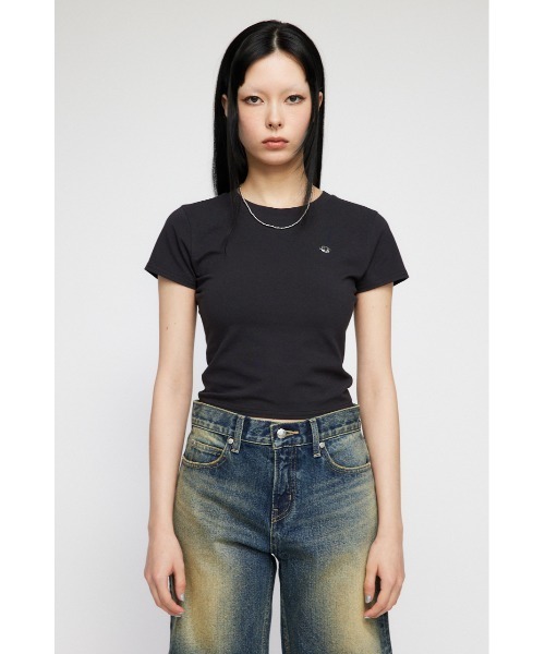 LAGUA GEM(ラグアジェム)の「METAL MOTIF Tシャツ(Tシャツ/カットソー・レディース・ライトブルー/ライトグレー/ホワイト/ブラック・FREE)」の5枚目の写真