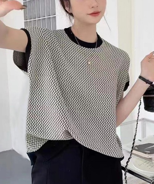 Miniministore（ミニミニストア）の「フレンチスリーブサマーニット レディース（ニット/セーター・レディース・ピンク系/ホワイト/ブルー/グレイッシュベージュ/ブラック/ダークベージュ・FREE）」の11枚目の写真