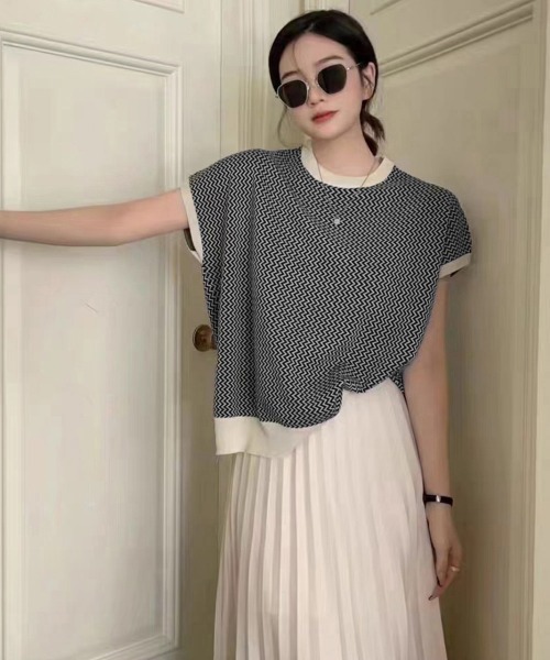 Miniministore（ミニミニストア）の「フレンチスリーブサマーニット レディース（ニット/セーター・レディース・ピンク系/ホワイト/ブルー/グレイッシュベージュ/ブラック/ダークベージュ・FREE）」の12枚目の写真