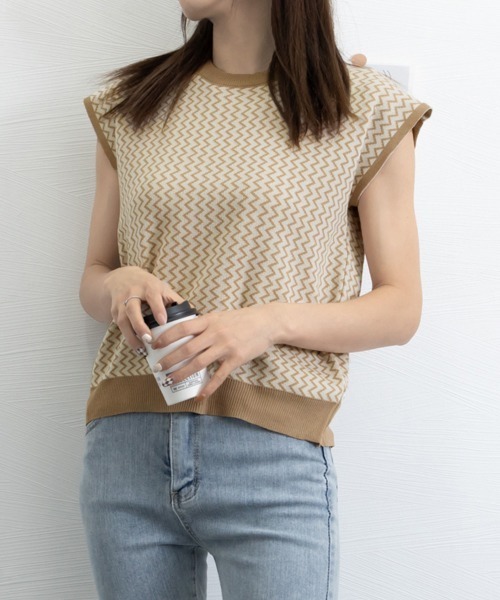Miniministore（ミニミニストア）の「フレンチスリーブサマーニット レディース（ニット/セーター・レディース・ピンク系/ホワイト/ブルー/グレイッシュベージュ/ブラック/ダークベージュ・FREE）」の21枚目の写真