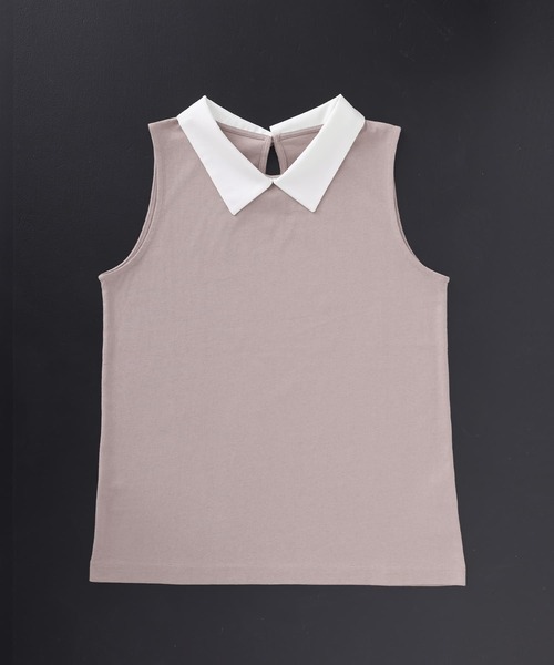n'OrLABEL（ノアールレーベル）の「【機能素材】『襟付きカットソー』（タンクトップ・レディース・ブラック/グレイッシュベージュ/オフホワイト・1/2）」の5枚目の写真