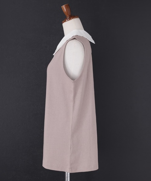 n'OrLABEL（ノアールレーベル）の「【機能素材】『襟付きカットソー』（タンクトップ・レディース・ブラック/グレイッシュベージュ/オフホワイト・1/2）」の7枚目の写真