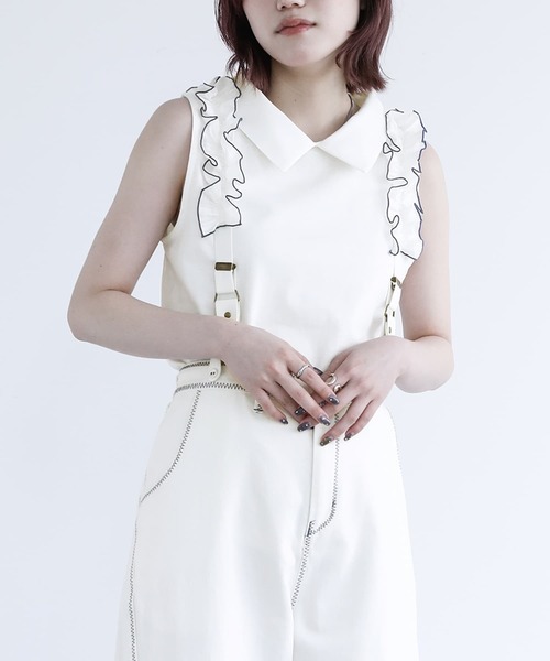 n'OrLABEL（ノアールレーベル）の「【機能素材】『襟付きカットソー』（タンクトップ・レディース・ブラック/グレイッシュベージュ/オフホワイト・1/2）」の16枚目の写真