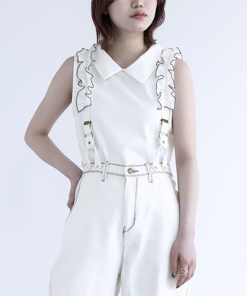 n'OrLABEL（ノアールレーベル）の「【機能素材】『襟付きカットソー』（タンクトップ・レディース・ブラック/グレイッシュベージュ/オフホワイト・1/2）」の17枚目の写真