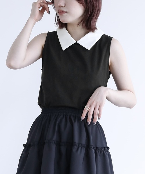 n'OrLABEL（ノアールレーベル）の「【機能素材】『襟付きカットソー』（タンクトップ・レディース・ブラック/グレイッシュベージュ/オフホワイト・1/2）」の15枚目の写真