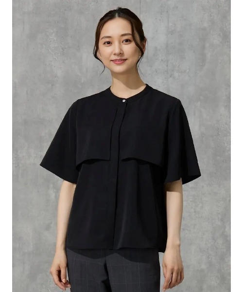 Perfect Suit FActory（パーフェクトスーツファクトリー）の「マットツイル　ケ－プブラウス　オフホワイト/グレー/ブラック/ベージュ（シャツ/ブラウス・レディース・ブラック/オフホワイト/ライトグレー/ベージュ・M/L/S）」の3枚目の写真