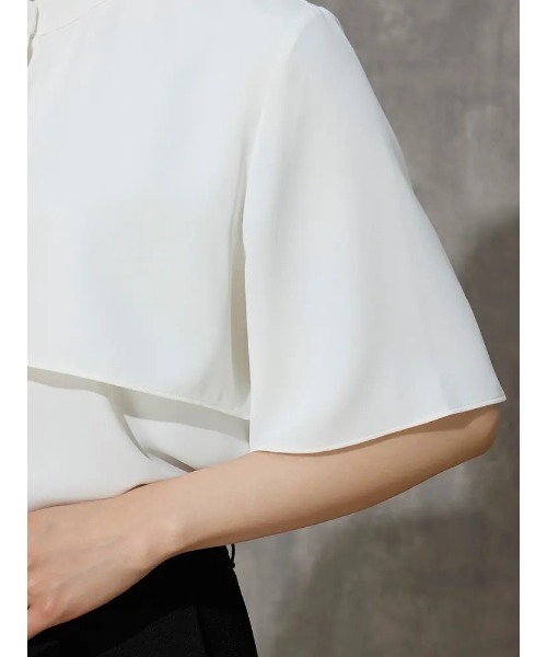 Perfect Suit FActory（パーフェクトスーツファクトリー）の「マットツイル　ケ－プブラウス　オフホワイト/グレー/ブラック/ベージュ（シャツ/ブラウス・レディース・ブラック/オフホワイト/ライトグレー/ベージュ・M/L/S）」の10枚目の写真