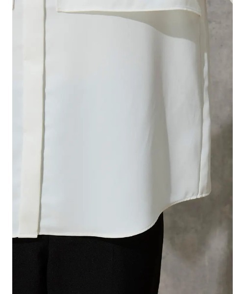 Perfect Suit FActory（パーフェクトスーツファクトリー）の「マットツイル　ケ－プブラウス　オフホワイト/グレー/ブラック/ベージュ（シャツ/ブラウス・レディース・ブラック/オフホワイト/ライトグレー/ベージュ・M/L/S）」の11枚目の写真