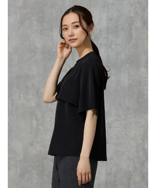 Perfect Suit FActory（パーフェクトスーツファクトリー）の「マットツイル　ケ－プブラウス　オフホワイト/グレー/ブラック/ベージュ（シャツ/ブラウス・レディース・ブラック/オフホワイト/ライトグレー/ベージュ・M/L/S）」の18枚目の写真