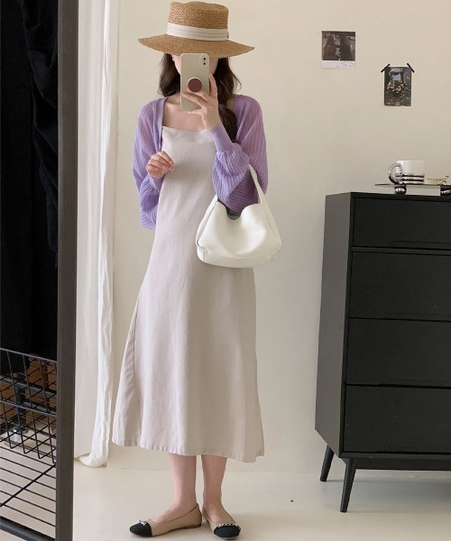Miniministore(ミニミニストア)の「サマーカーディガン ショートニットボレロ(カーディガン/ボレロ・レディース・ブラック/オフホワイト/ブルー/ベージュ/ラベンダー/イエロー/グリーン/グレー/ピンクベージュ・FREE)」の20枚目の写真