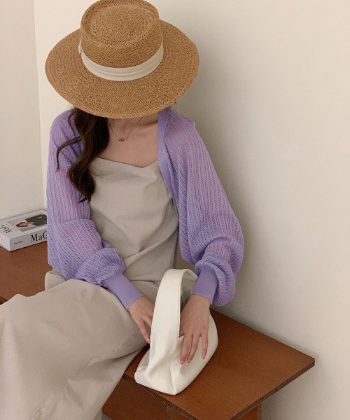 Miniministore(ミニミニストア)の「サマーカーディガン ショートニットボレロ(カーディガン/ボレロ・レディース・ブラック/オフホワイト/ブルー/ベージュ/ラベンダー/イエロー/グリーン/グレー/ピンクベージュ・FREE)」の21枚目の写真