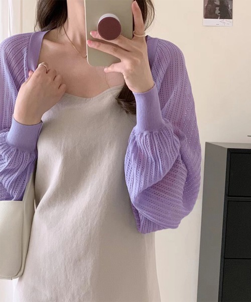 Miniministore(ミニミニストア)の「サマーカーディガン ショートニットボレロ(カーディガン/ボレロ・レディース・ブラック/オフホワイト/ブルー/ベージュ/ラベンダー/イエロー/グリーン/グレー/ピンクベージュ・FREE)」の22枚目の写真