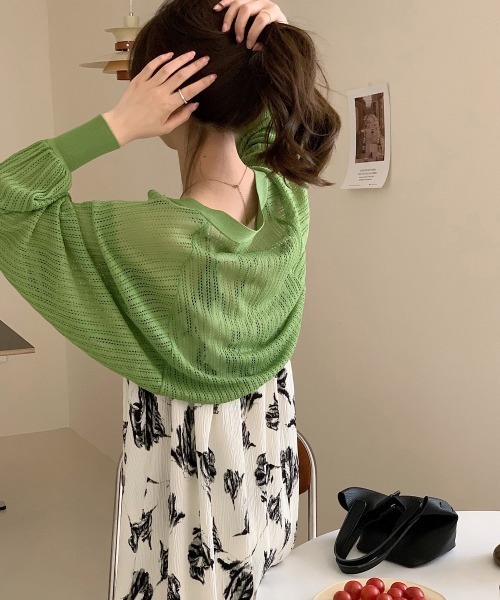 Miniministore(ミニミニストア)の「サマーカーディガン ショートニットボレロ(カーディガン/ボレロ・レディース・ブラック/オフホワイト/ブルー/ベージュ/ラベンダー/イエロー/グリーン/グレー/ピンクベージュ・FREE)」の15枚目の写真