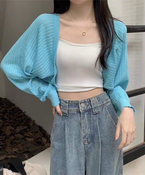 Miniministore(ミニミニストア)の「サマーカーディガン ショートニットボレロ(カーディガン/ボレロ・レディース・ブラック/オフホワイト/ブルー/ベージュ/ラベンダー/イエロー/グリーン/グレー/ピンクベージュ・FREE)」の16枚目の写真