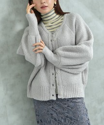 ラメ混ショート丈ラグランカーディガン