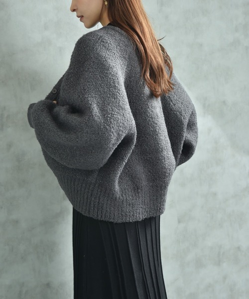 INTERPLANET（インタープラネット）の「ラメ混ショート丈ラグランカーディガン（カーディガン/ボレロ・レディース・ベージュ/チャコールグレー・FREE）」の6枚目の写真