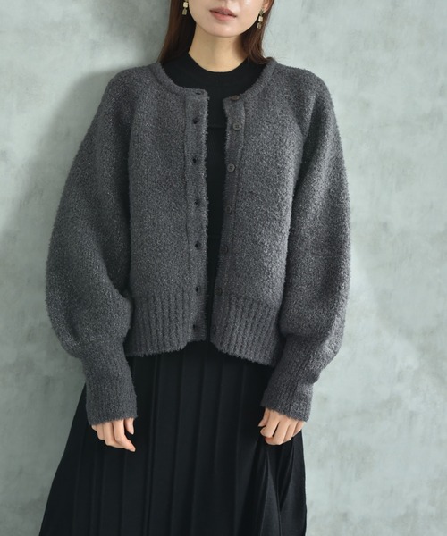 INTERPLANET（インタープラネット）の「ラメ混ショート丈ラグランカーディガン（カーディガン/ボレロ・レディース・ベージュ/チャコールグレー・FREE）」の8枚目の写真