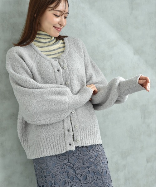 INTERPLANET（インタープラネット）の「ラメ混ショート丈ラグランカーディガン（カーディガン/ボレロ・レディース・ベージュ/チャコールグレー・FREE）」の14枚目の写真