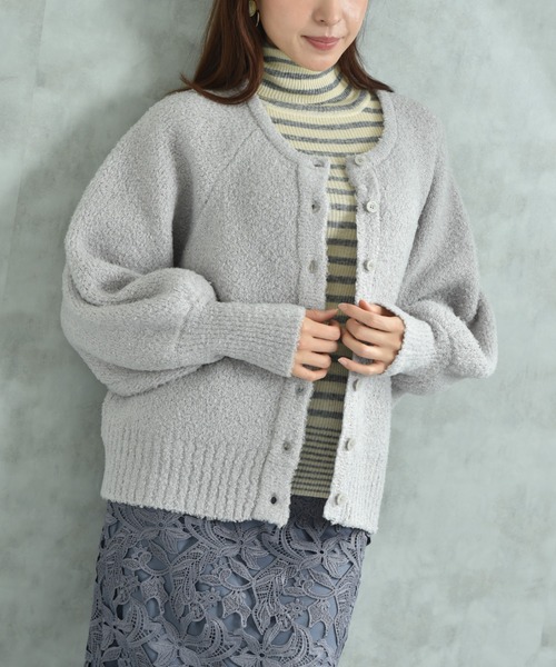 INTERPLANET（インタープラネット）の「ラメ混ショート丈ラグランカーディガン（カーディガン/ボレロ・レディース・ベージュ/チャコールグレー・FREE）」の19枚目の写真