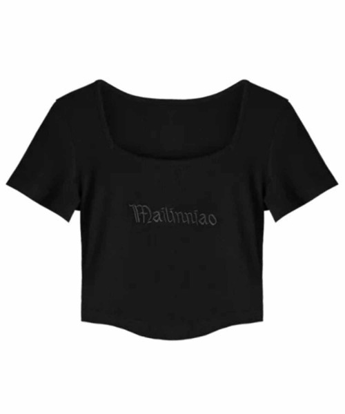 NANEA(ナネア)の「スクエアネック ロゴ刺繍ショート丈Tシャツ(Tシャツ/カットソー・レディース・ホワイト/グレー/ブルー/ブラック・SMALL/MEDIUM/LARGE/X-LARGE)」の19枚目の写真