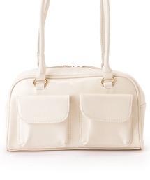 Lace Ladies | ポケット付き レザー調 コンパクト ボストン トートバッグ(ボストンバッグ)