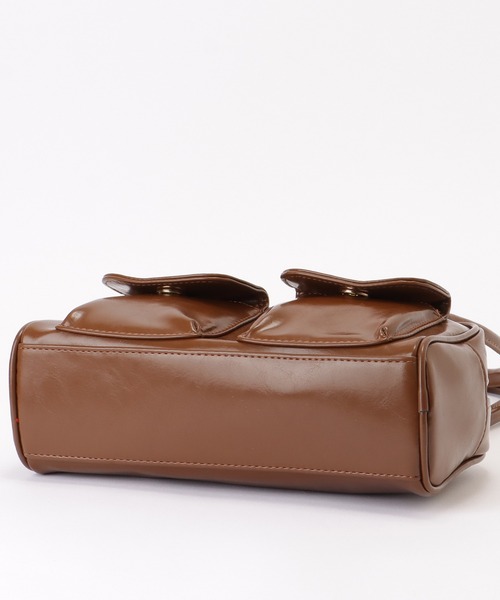 セール】ポケット付き レザー調 コンパクト ボストン トートバッグ