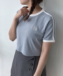 AS KNOW AS plus | ◎刺繍とラインテレコTシャツ(Tシャツ/カットソー)