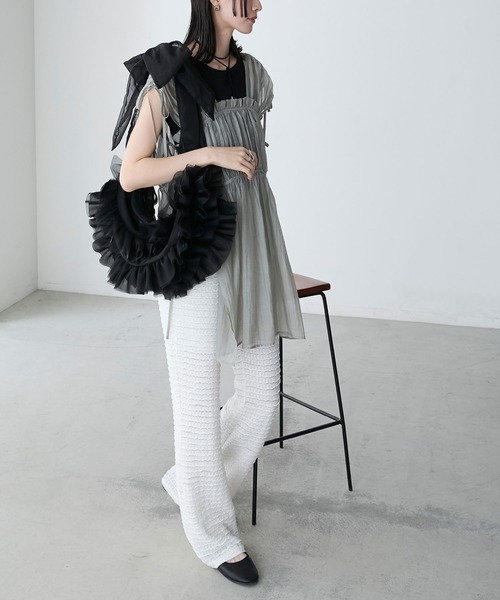 forksy.（フォルクシー）の「【forksy.】2wayチュールフリルリボンラウンドバッグ（ハンドバッグ・レディース・ミント/コーラルピンク/ブラック・FREE）」の14枚目の写真