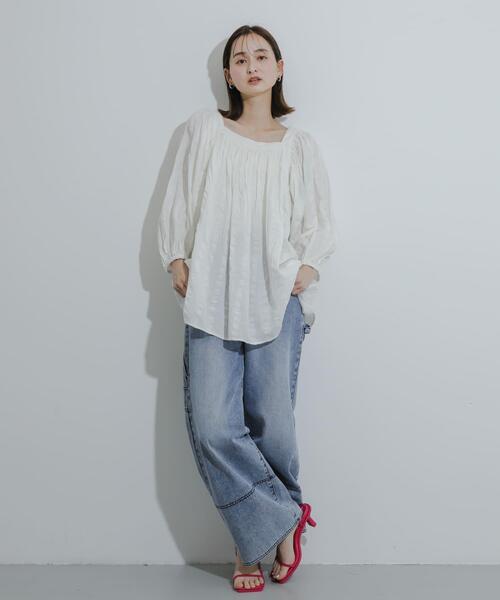 SENSE OF PLACE by URBAN RESEARCH(センスオブプレイスバイアーバンリサーチ)の「インドバックオープンブラウス(シャツ/ブラウス・レディース・ブラック/グリーン/オフホワイト・ONE)」の6枚目の写真