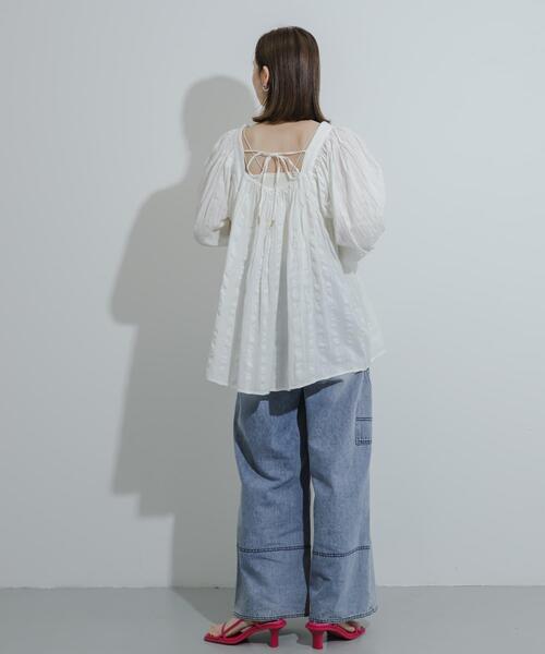 SENSE OF PLACE by URBAN RESEARCH(センスオブプレイスバイアーバンリサーチ)の「インドバックオープンブラウス(シャツ/ブラウス・レディース・ブラック/グリーン/オフホワイト・ONE)」の7枚目の写真