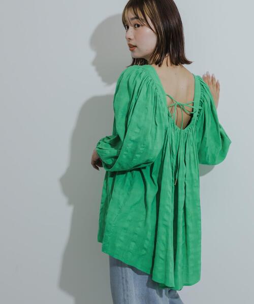 SENSE OF PLACE by URBAN RESEARCH(センスオブプレイスバイアーバンリサーチ)の「インドバックオープンブラウス(シャツ/ブラウス・レディース・ブラック/グリーン/オフホワイト・ONE)」の17枚目の写真