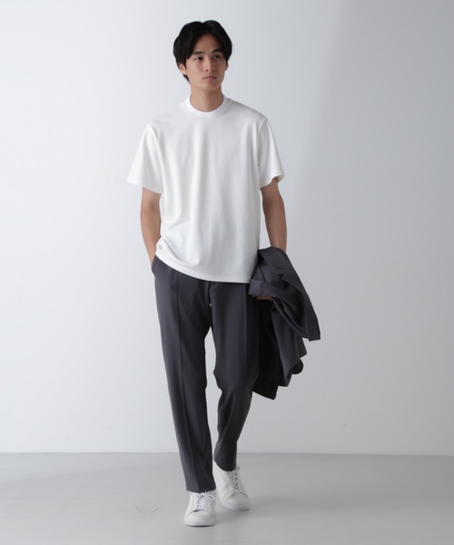 NANO universe（ナノユニバース）の「｢N Tshirts｣AQUARHYTHM(R)鹿の子ジャケT 半袖（Tシャツ/カットソー・メンズ・ネイビー/ホワイト/スミクロ・S/M/L）」の17枚目の写真