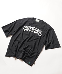 【TONY SPORTS/トニースポーツ】CORDURA COLLEGE LOGO TEE ビッグシルエット カレッジロゴ 吸水速乾 耐摩耗 抗ピリング 5分袖 Tシャツ