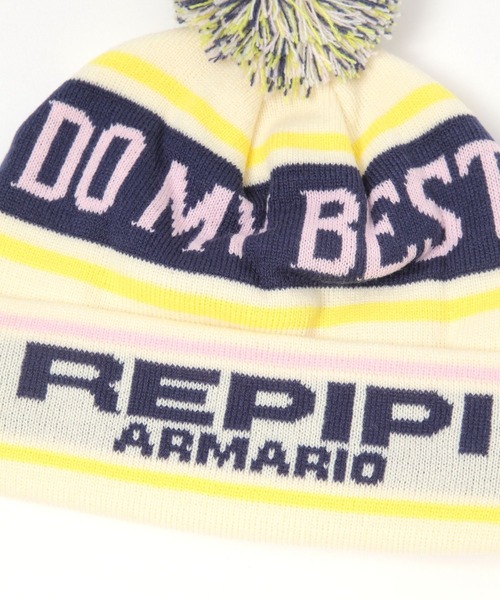 repipi armario（レピピ アルマリオ）の「スポポンポンワッチ（ニットキャップ/ビーニー・キッズ・ホワイト/ブラック/ブルー・FREE）」の7枚目の写真